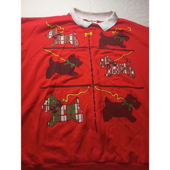 Vintage Logotel Christmas Sweatshirt Scottie Dog Red Christmas Festive Holiday M - Picture 2 of 5